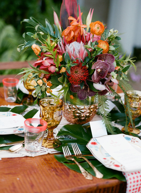 Tropical wedding florals