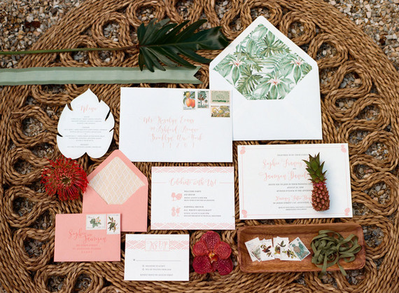 Tropical wedding invitation suite
