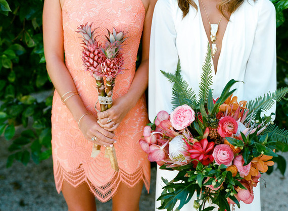 Tropical fall wedding florals