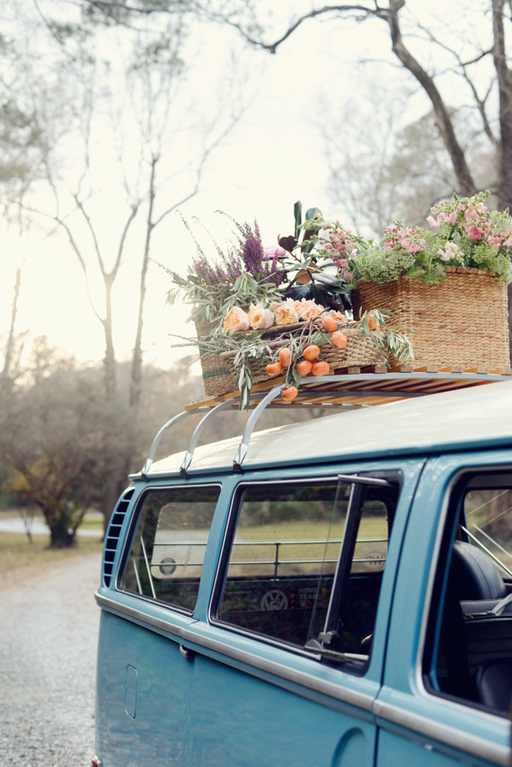 VW bus with flowers