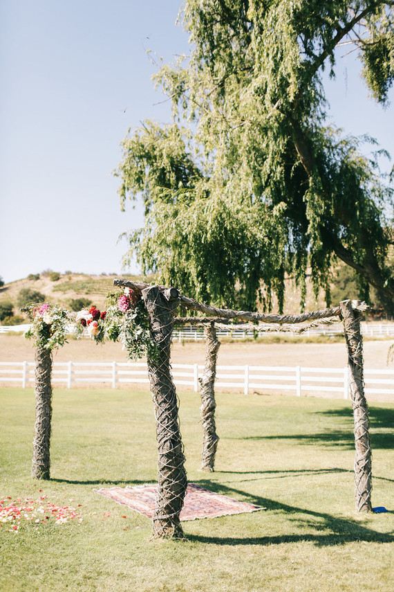 Rustic wedding altar