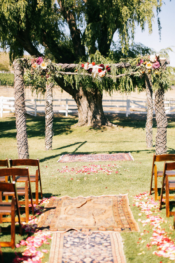 Rustic wedding altar