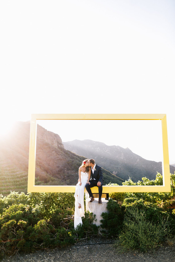 Romantic Saddle Rock Ranch wedding portrait