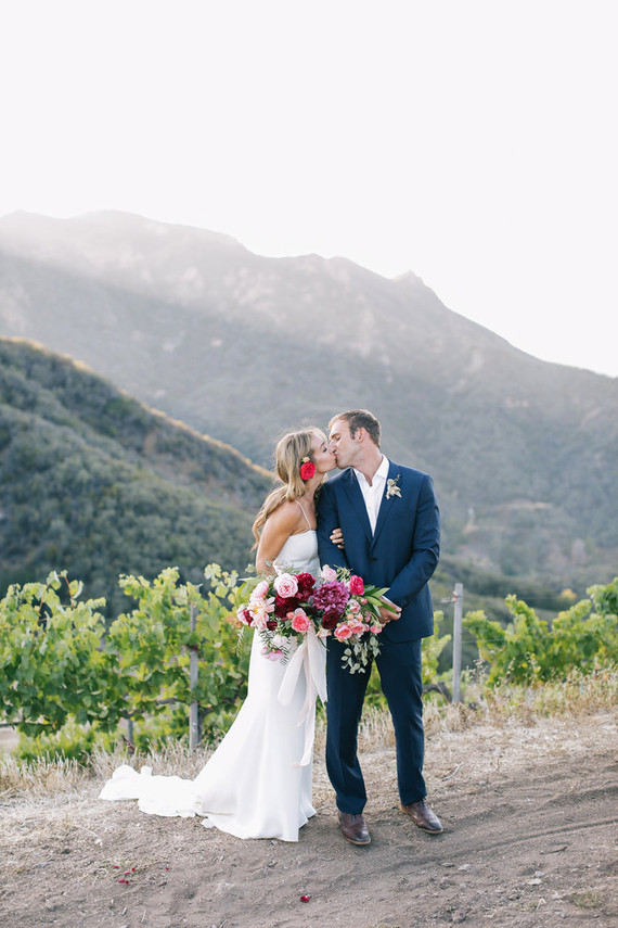 Romantic Saddle Rock Ranch wedding portrait