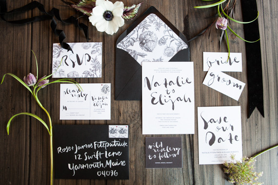 Industrial modern winter wedding invitation suite
