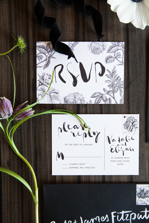 Industrial modern winter wedding invitation suite