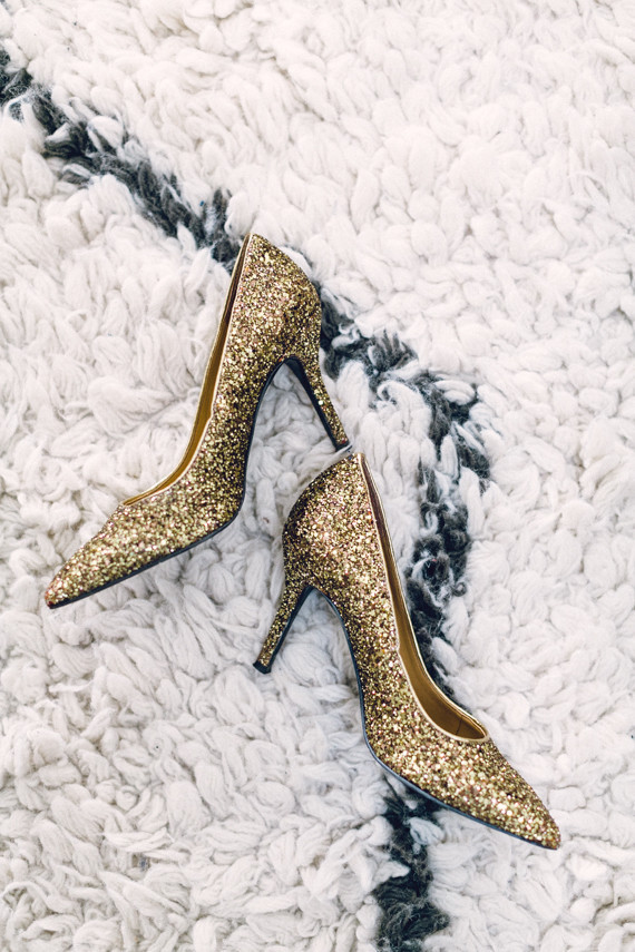 Gold glitter heels