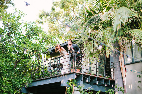 Backyard fiesta wedding portrait