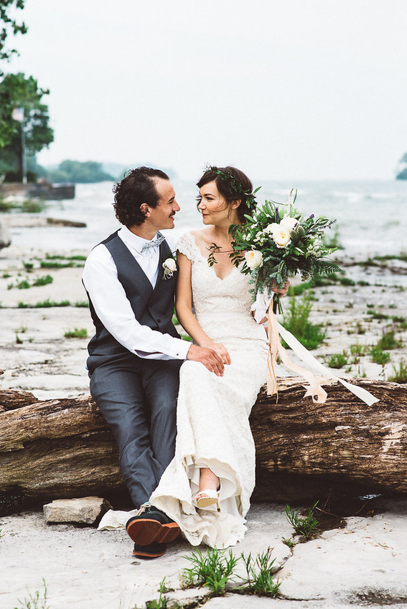 Beach wedding portrait