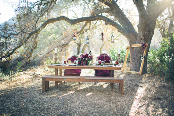Moody forest wedding tablescape