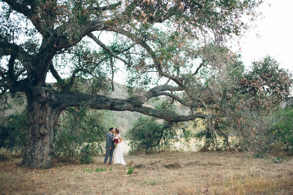 Moody forest wedding portrait