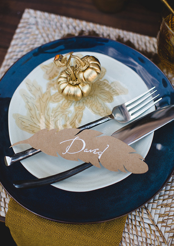 Gold pumpkin escort card