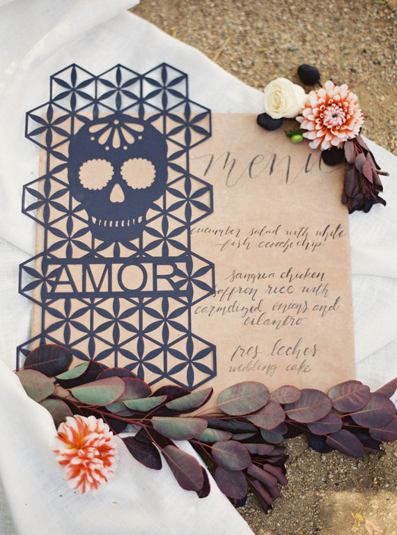 Dia de Los Muertos wedding menu Inspiration
