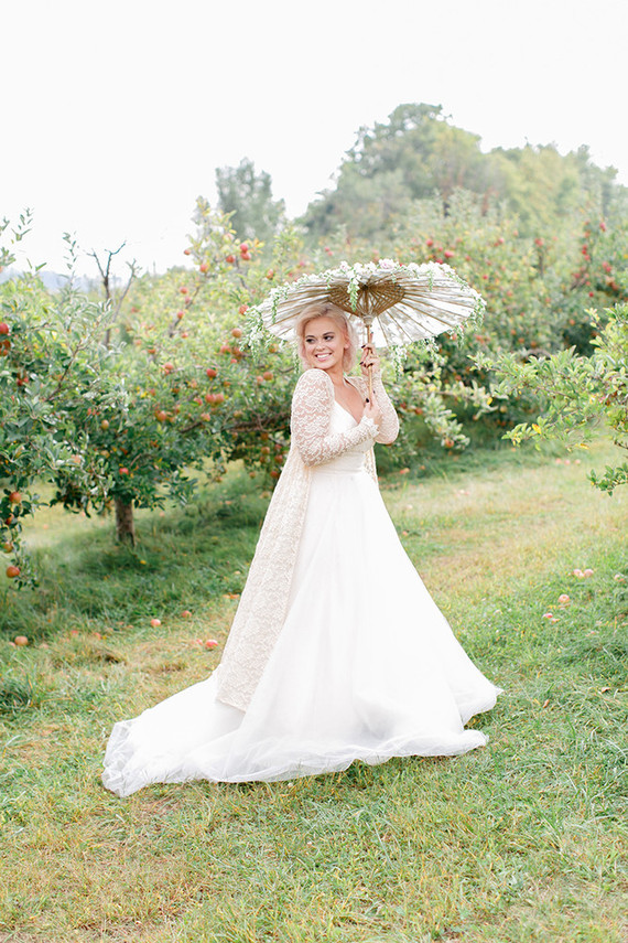 Apple orchard bridal portrait