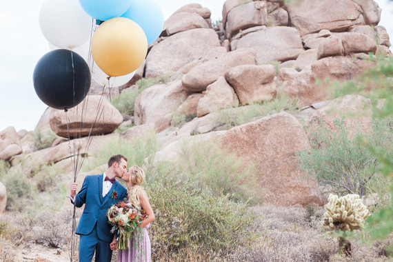 Whimsical desert wedding portrait