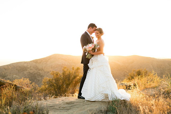 Romantic outdoor wedding portrait