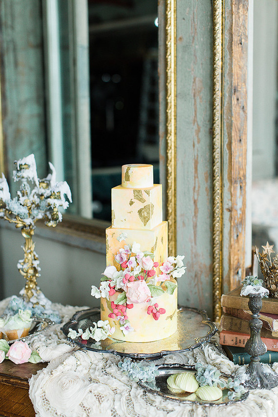 Yellow wedding cake