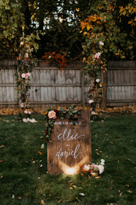 Wooden wedding welcome sign