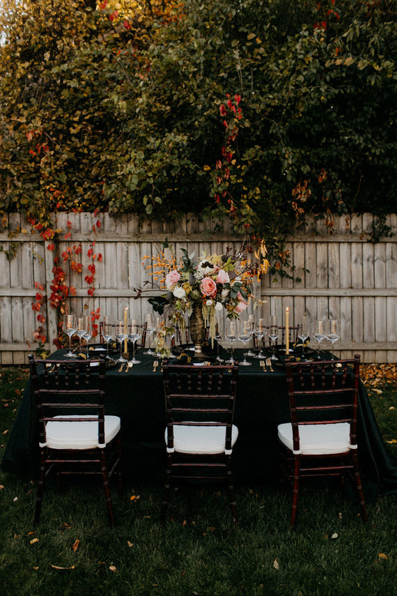Moody fall wedding tablescape