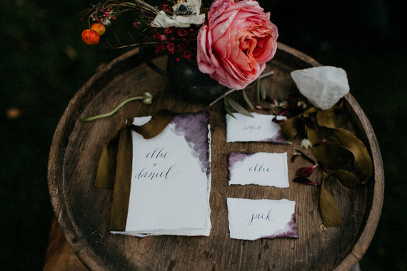Moody fall wedding invitation suite