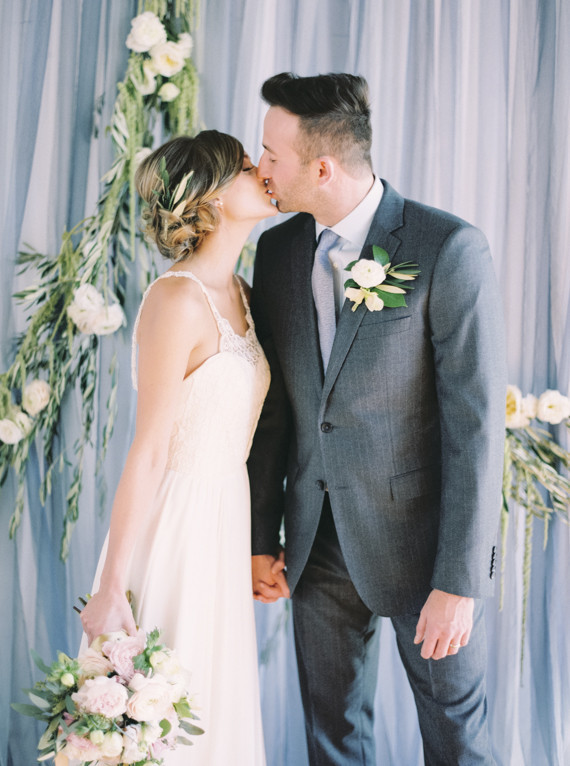 Winter blue wedding portrait