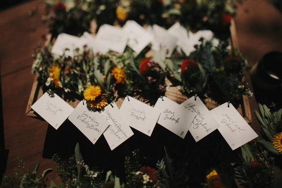 Floral escort cards