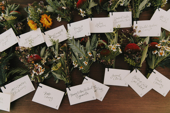 Floral escort cards