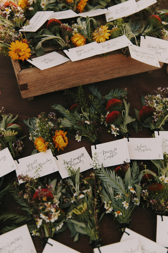 Floral escort cards