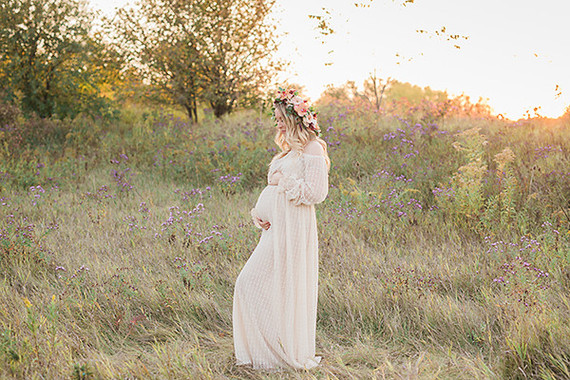 Flower crown maternity photos
