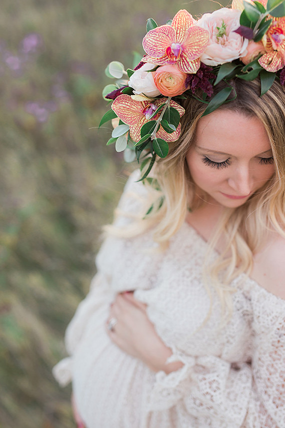 Flower crown maternity photos