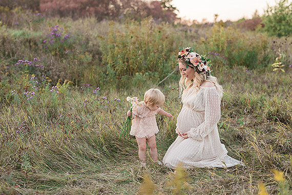 Flower crown maternity photos