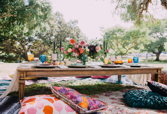 Bohemian bridal shower tablescape