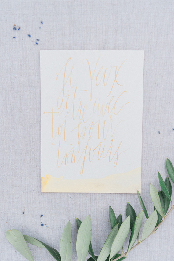 Gold calligraphy invitation