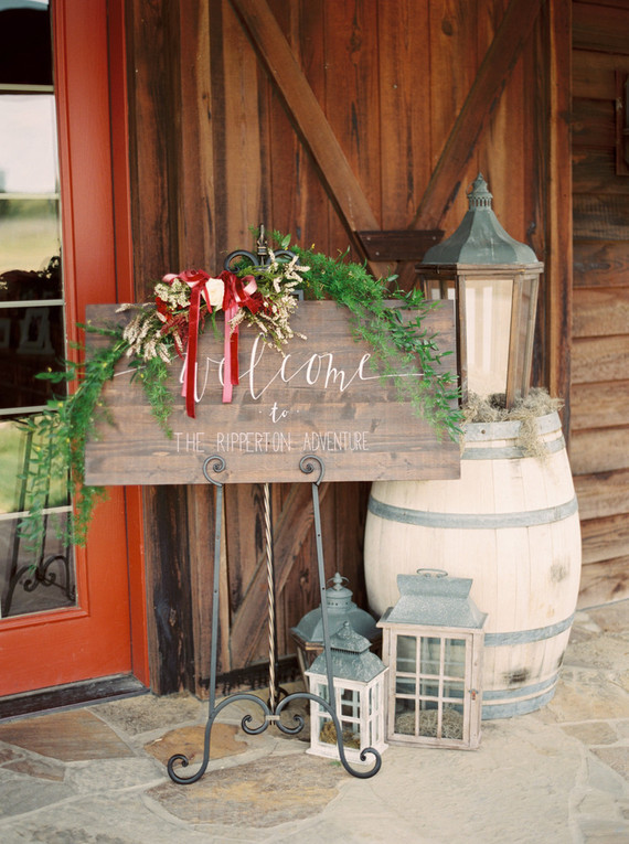 Rustic wooden wedding sign