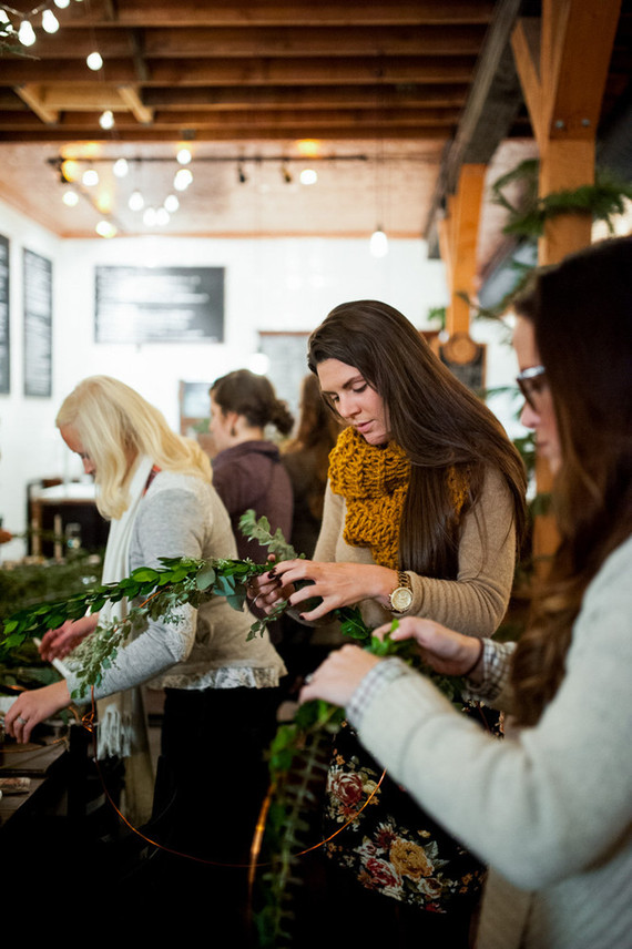 DIY holiday wreath party idea Inspiration