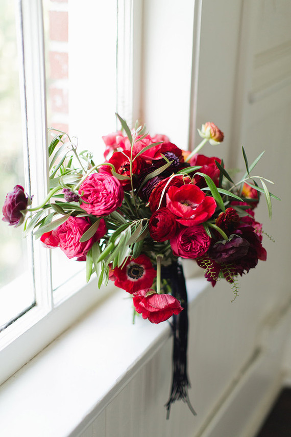 Red anemone bridal bouquet