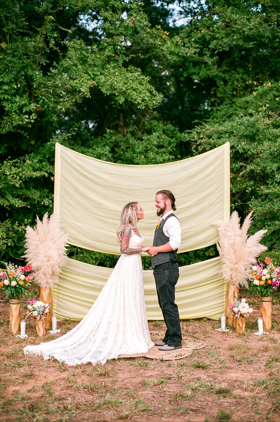 Bohemian ceremony decor