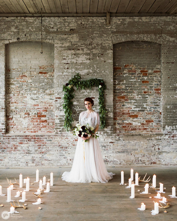 Industrial winter wedding ceremony