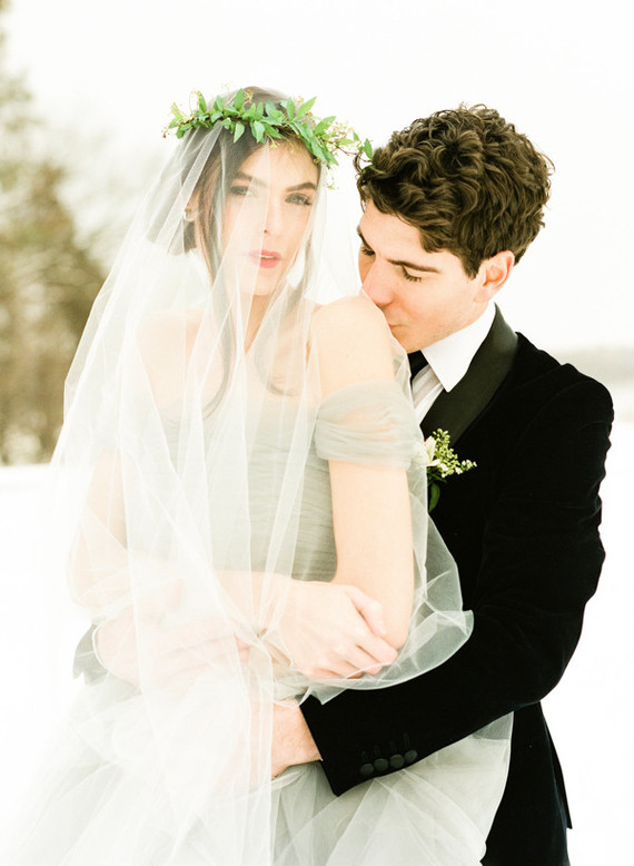 Romantic grey wedding dress