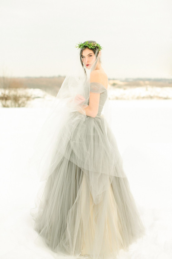 Grey Sarah Nouri wedding dress