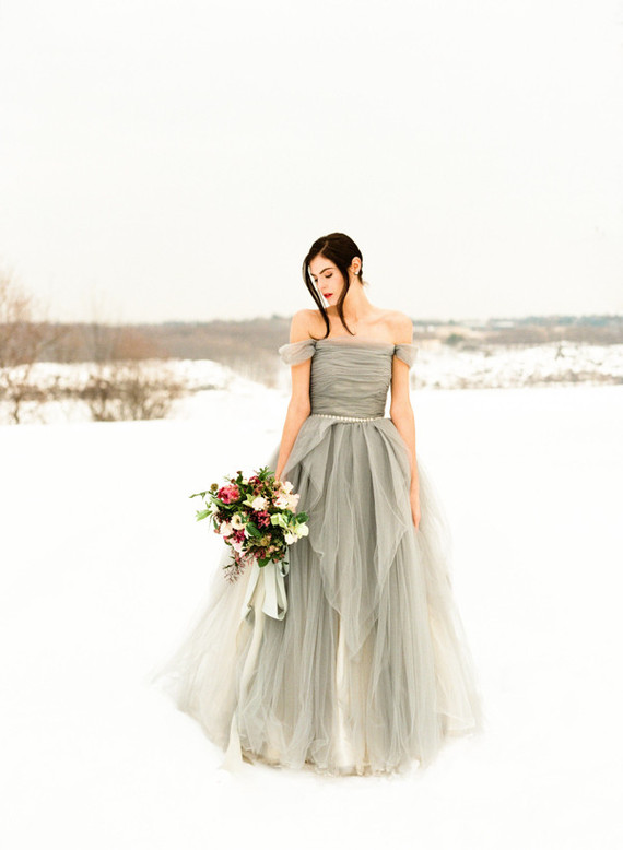 Grey Sarah Nouri wedding dress