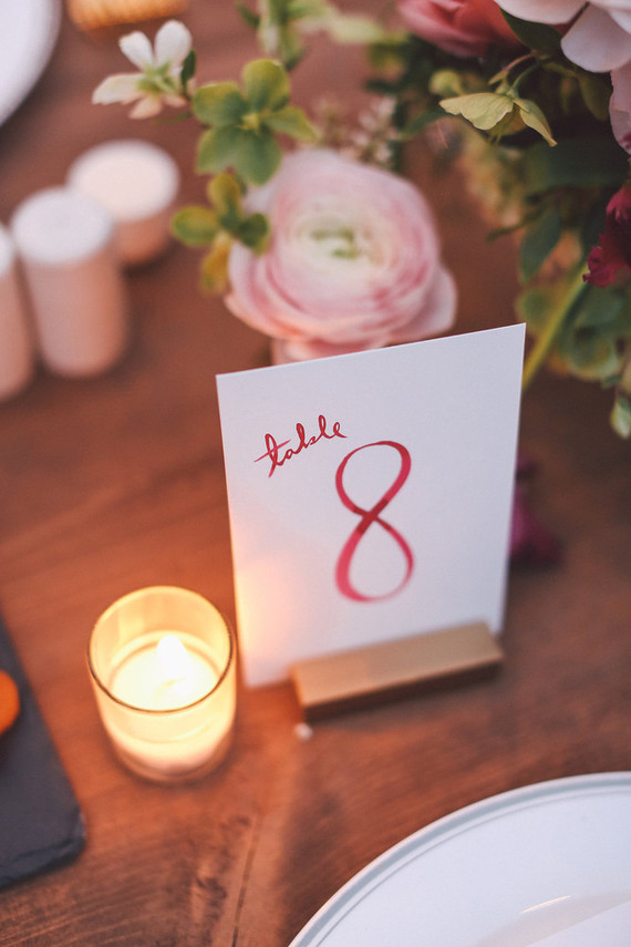 Calligraphed table number