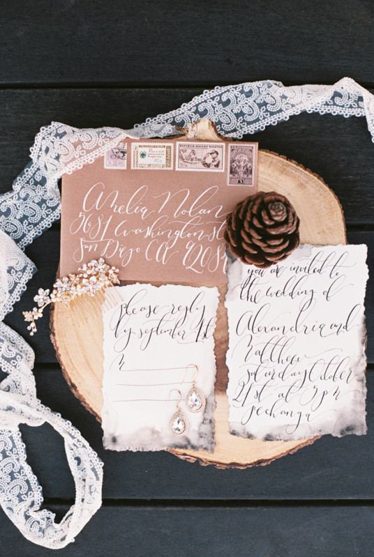 Rustic winter wedding invitations