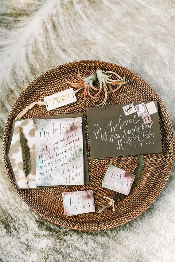 Bohemian elopement invitations