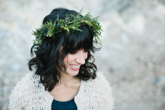 Pine garland bridal crown