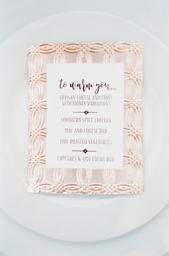 Copper and white winter wedding