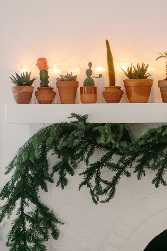Desert holiday mantel
