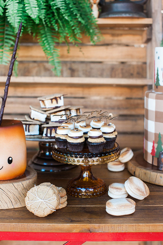 Camping party dessert table