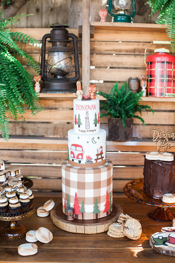 Camping birthday cake