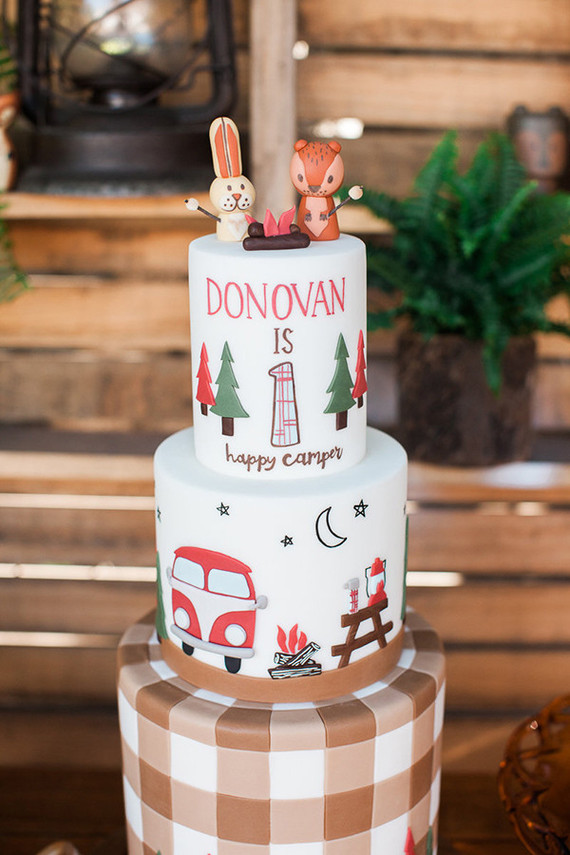 Camping birthday cake